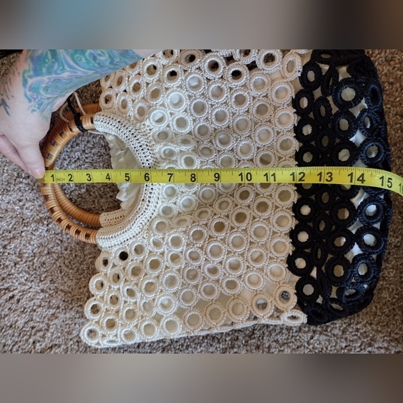 Studio Collection Crochet Tote Bag with Woven Handle - Picture 12 of 12